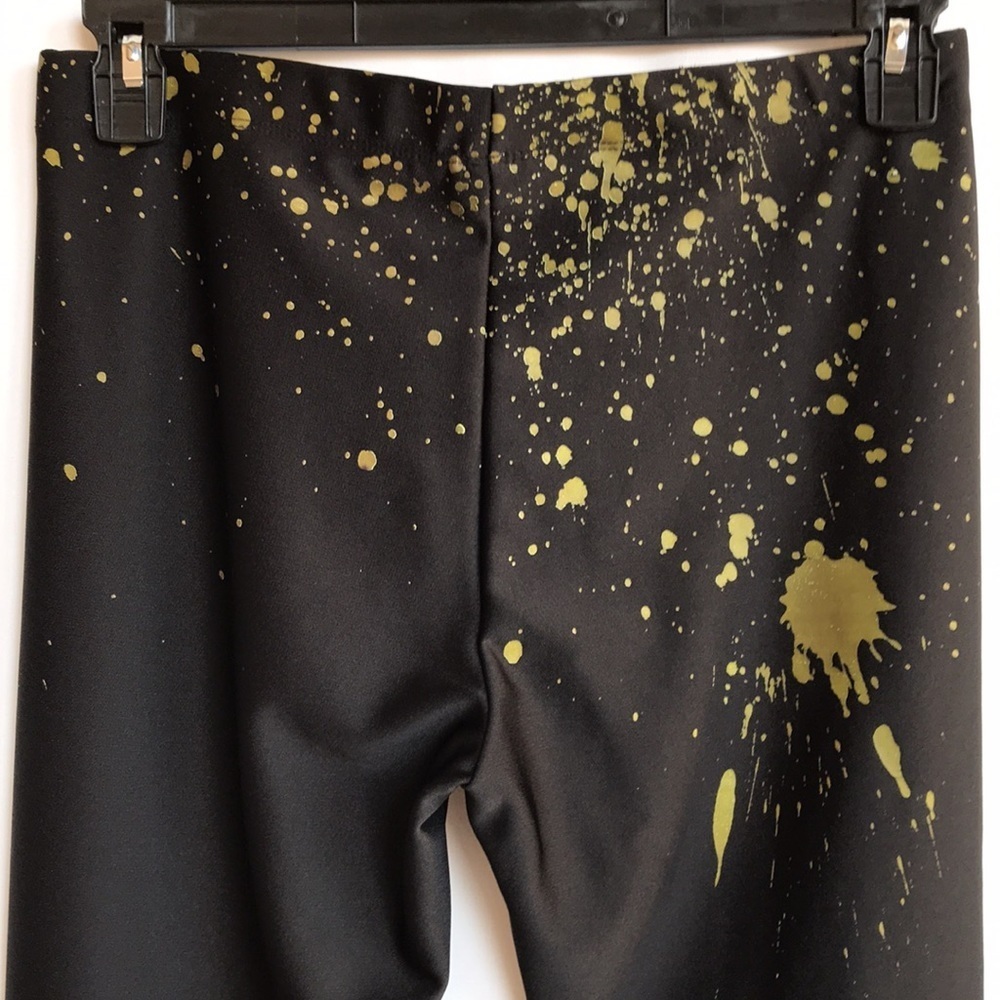Hot Sox black paint splatter design leggings, sz M - Picture 6 of 11